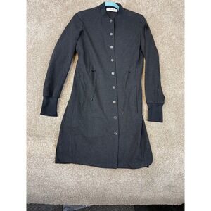Per Se by Carlisle Longline Bomber Jacket Grey Pinstripe Snap 4 Goth Avant Garde